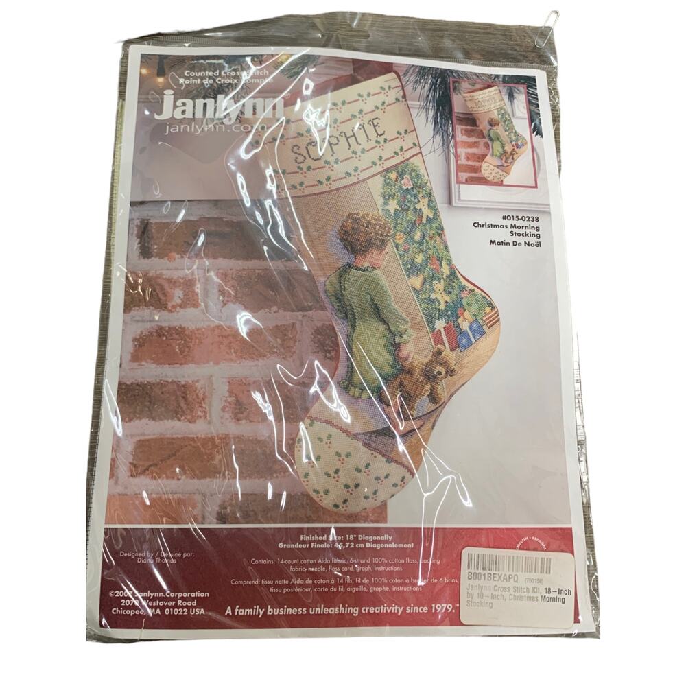 Janlynn Cross Stitch Kit 18 Inch Christmas Morning Stocking Sophie Design‎